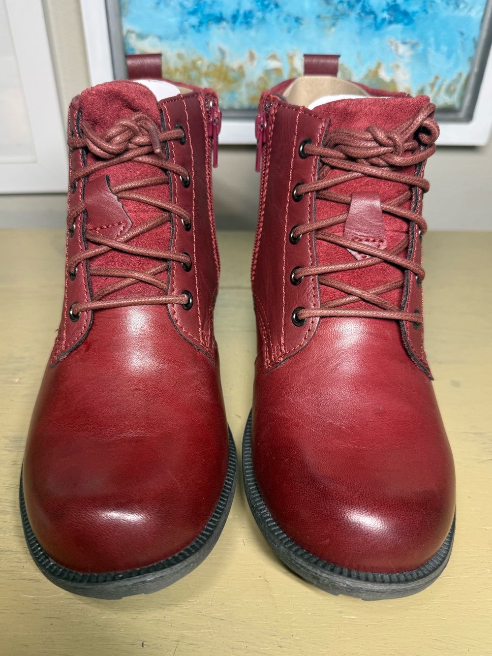 Earth Origins “Pasha” Women's Red Scarlet Leather Chukka Boots EU 39 US 8 - Picture 2 of 9